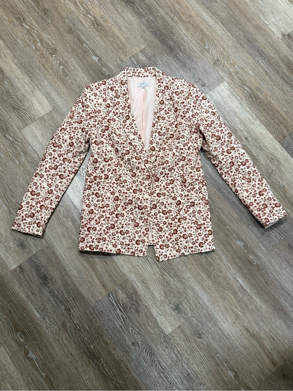LOFT Pink and Brown Floral Blazer